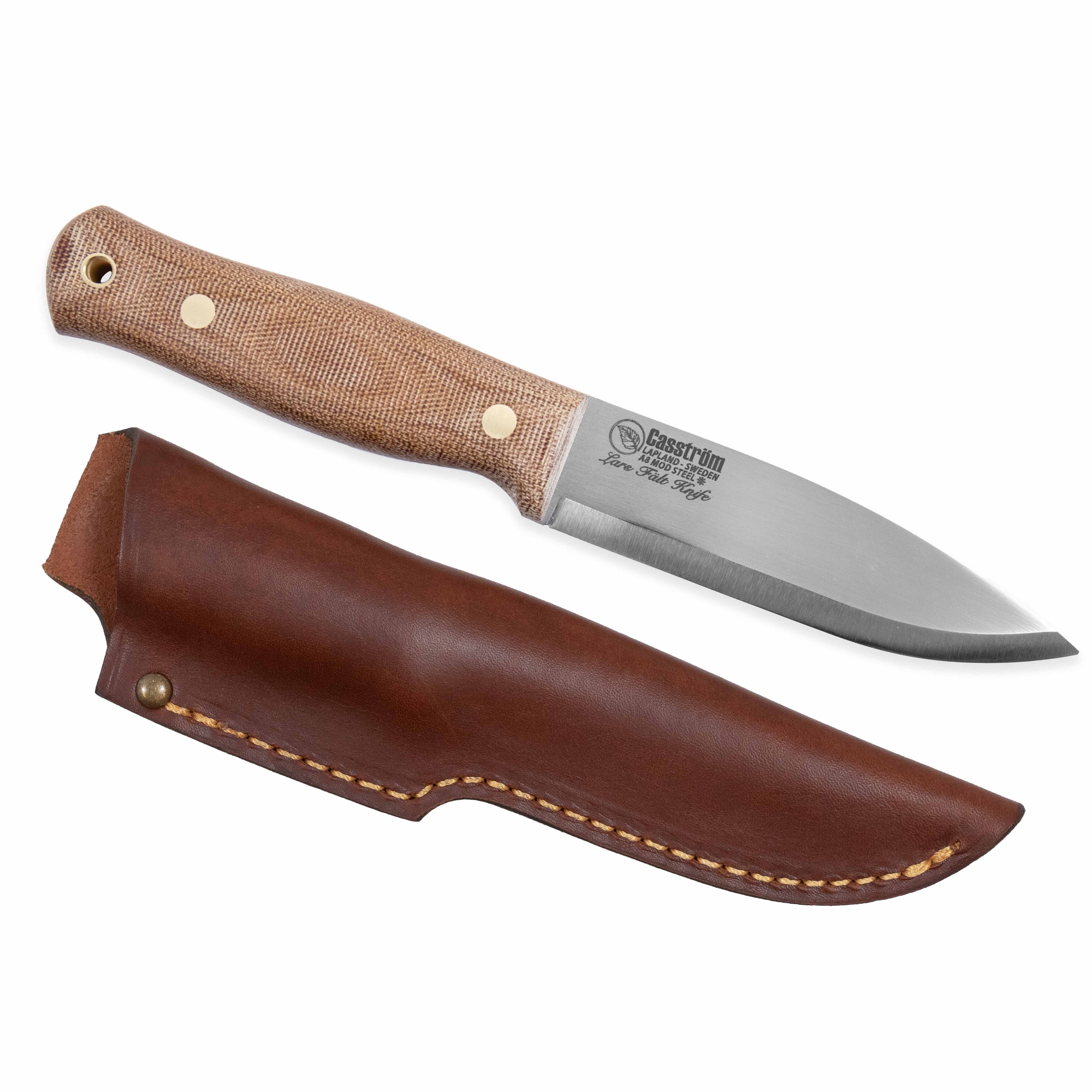 Lars Fält Knife - Natural Canvas Micarta, Leather – Casström