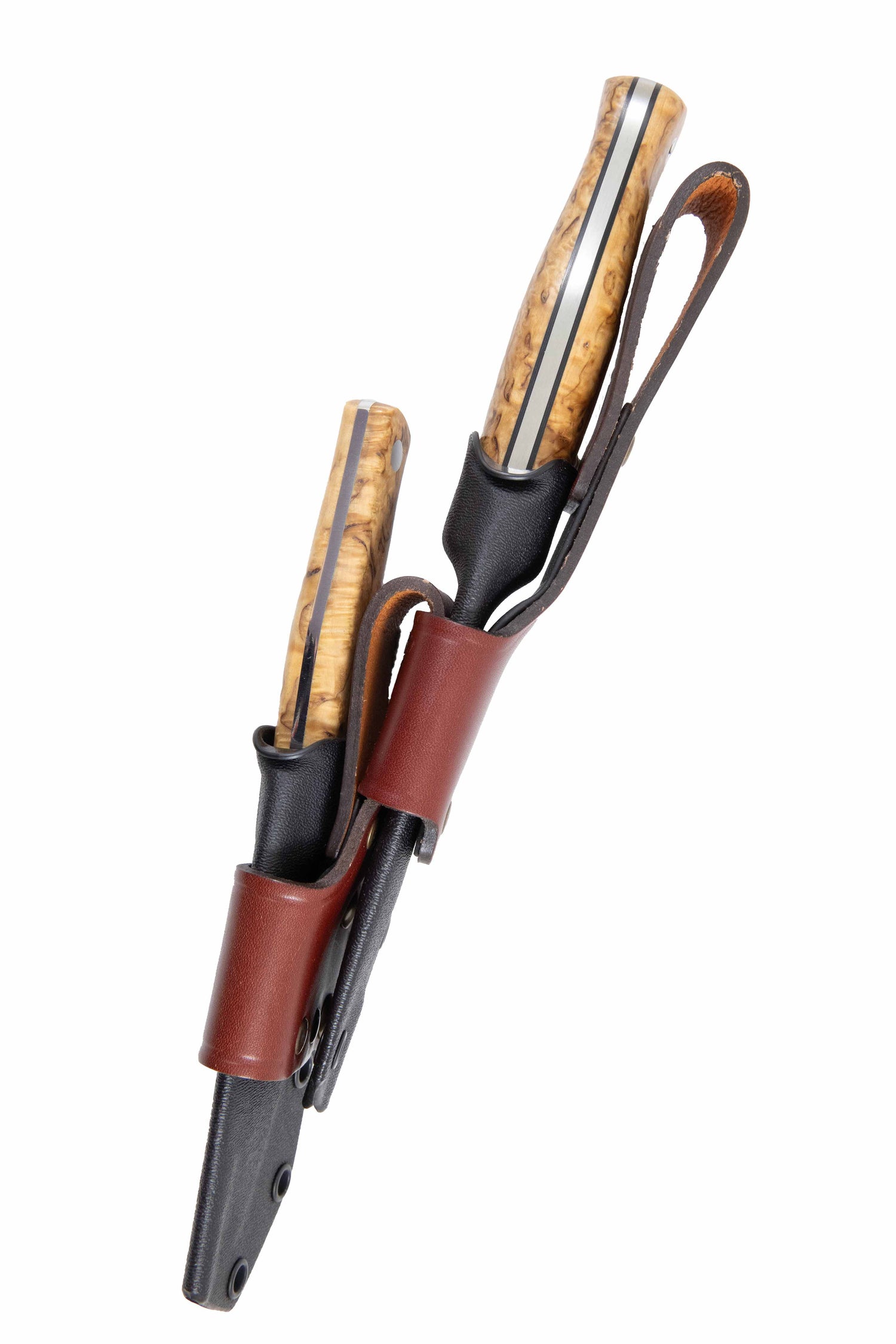 Hunter's Combo, Double hunting Knife Set, Stabilized Curly Birch