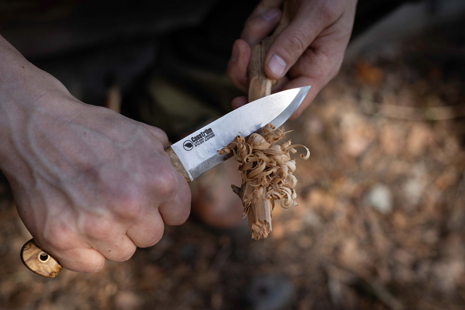 No.10 SFK, Curly Birch, Tool steel, with Fire Striker