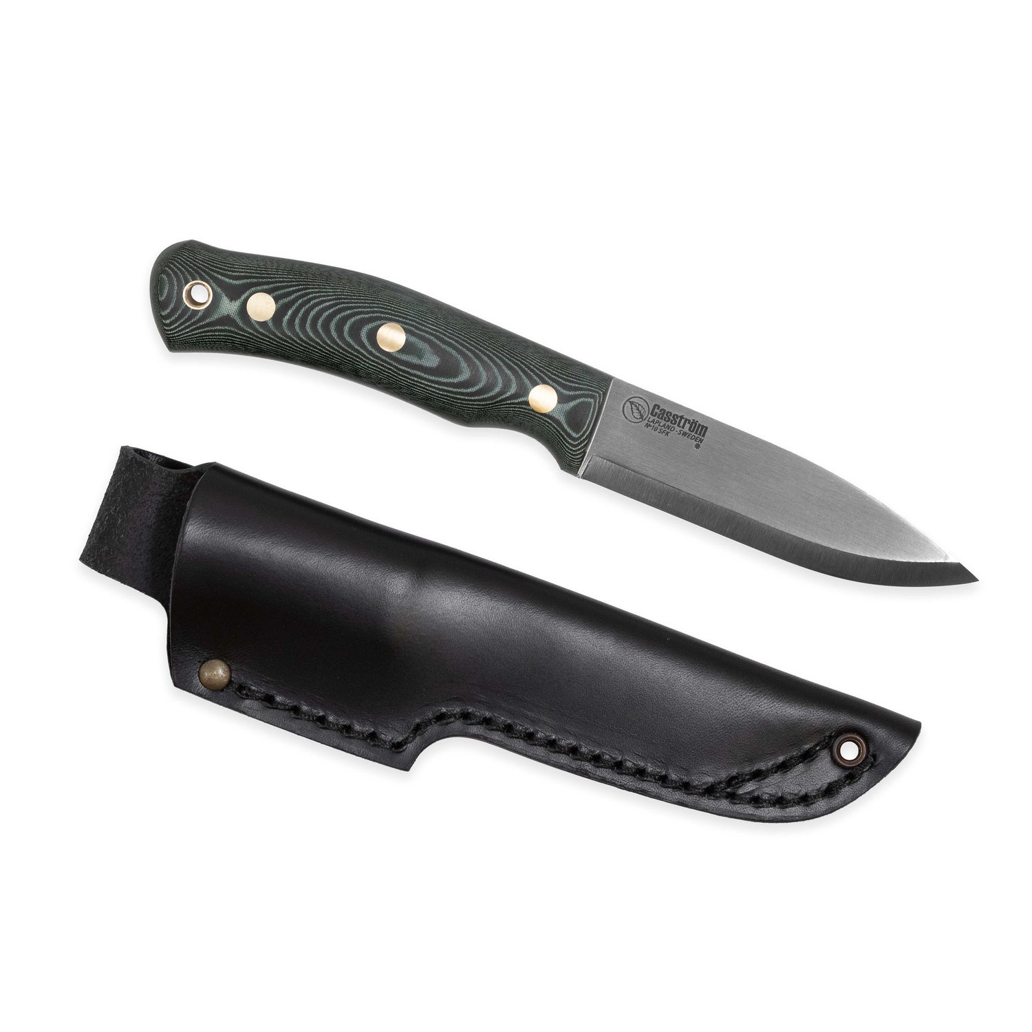 No.10 SFK, Grön micarta, Verktygsstål, Läder