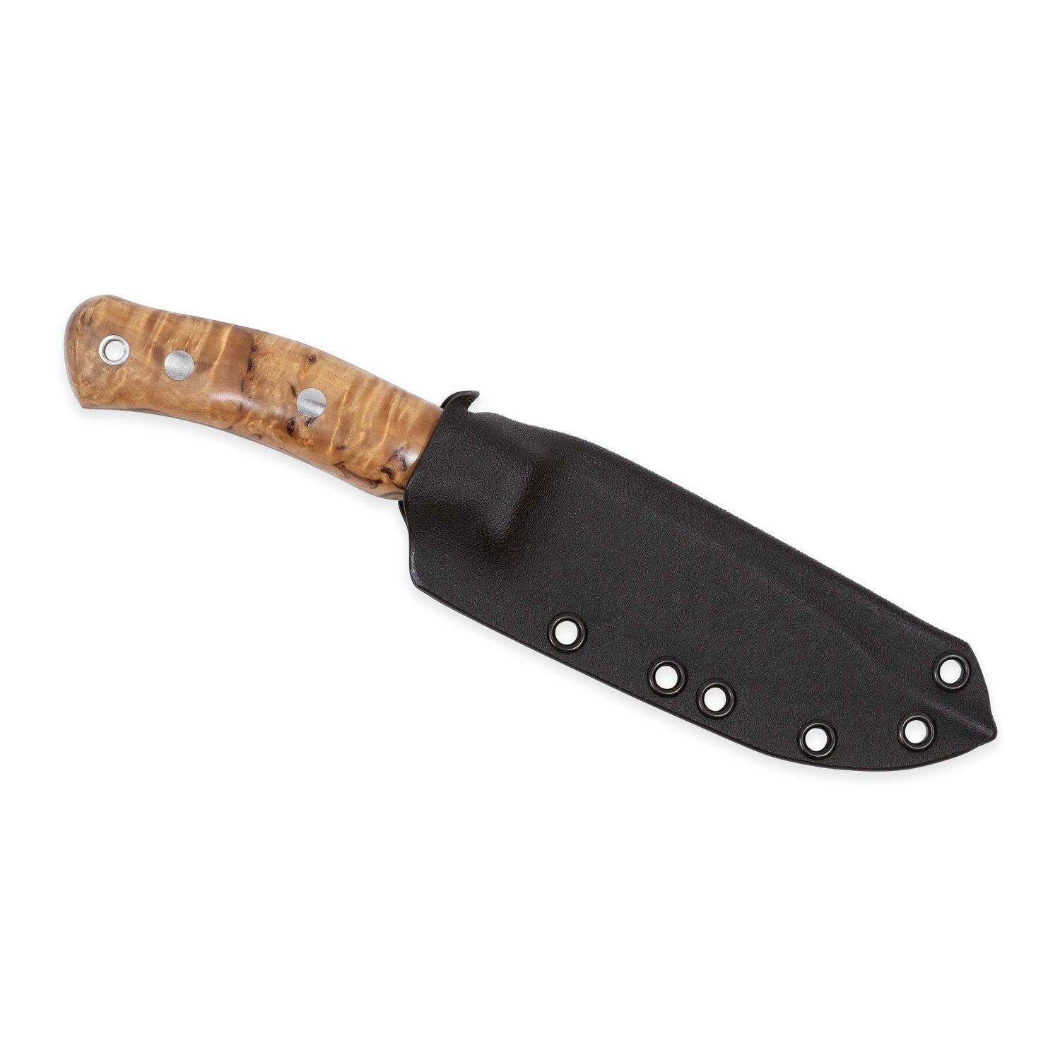 No.10 SFK, Stabilized Curly Birch, Stainless, Kydex