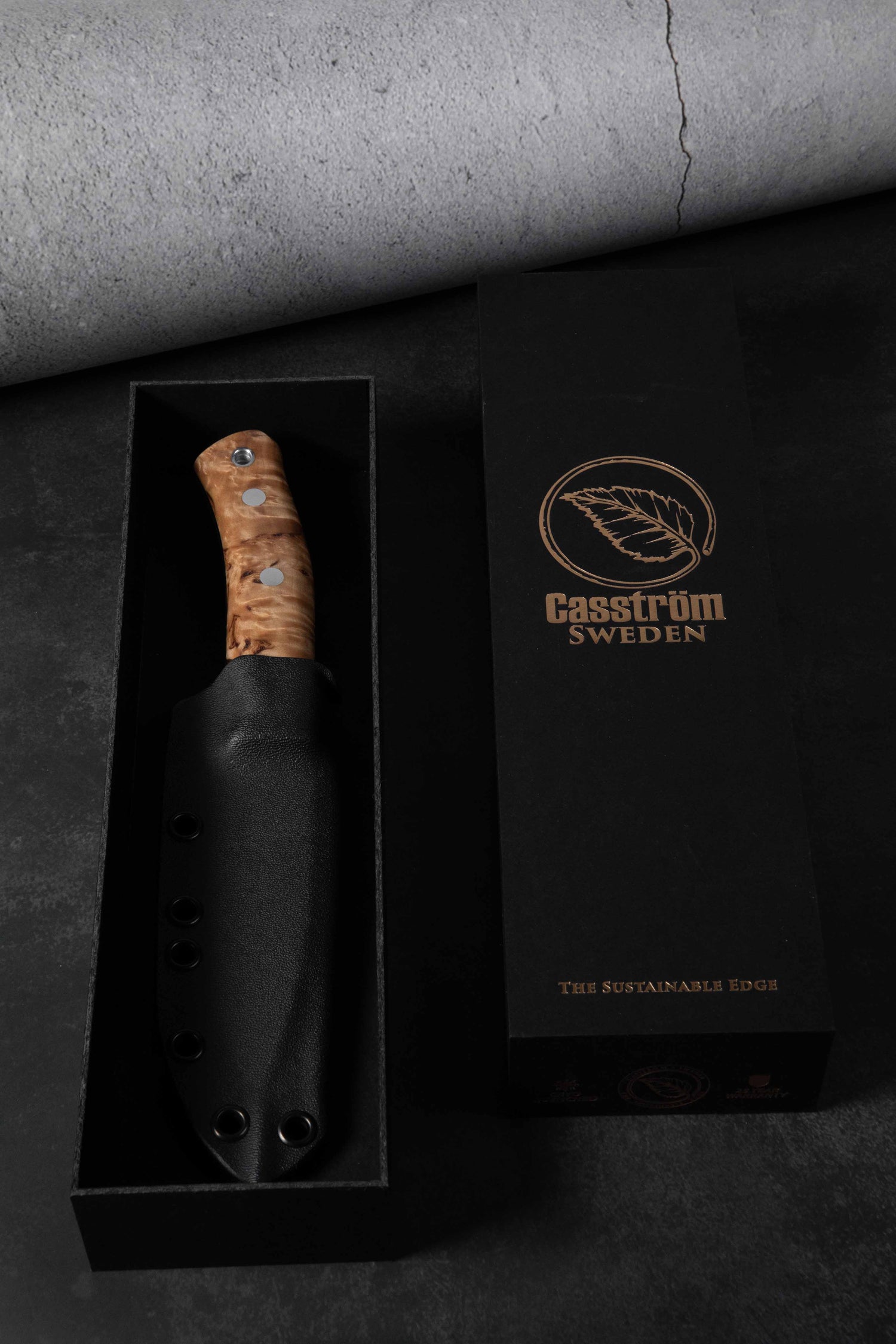 No.10 SFK, Stabilized Curly Birch, Stainless, Kydex