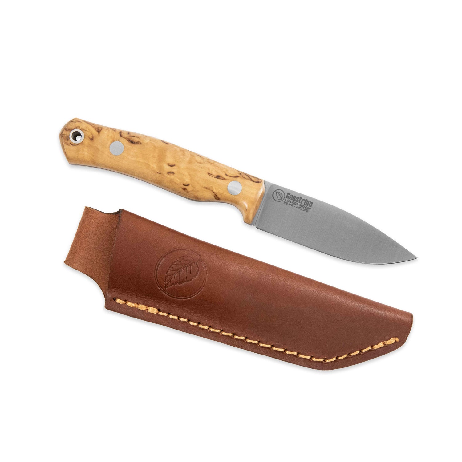No. 8 SFK, Stabilized Curly Birch, Flat Grind
