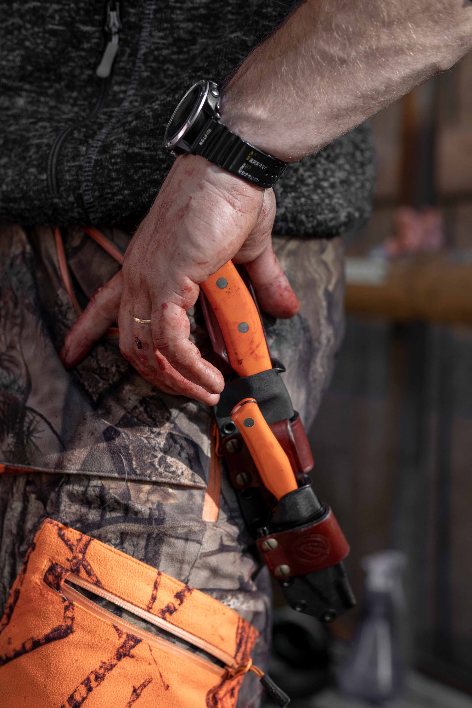 Hunter's Combo, Double Hunting Knife Set, Orange G10