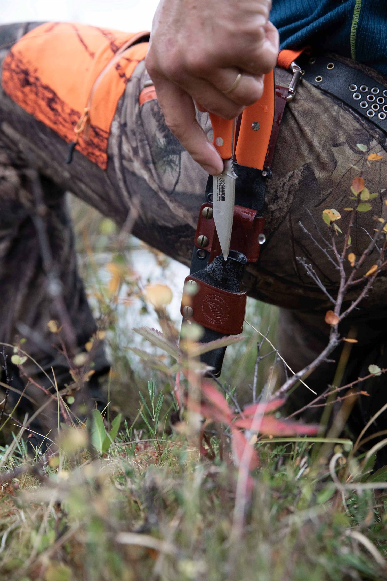 Hunter's Combo, Double Hunting Knife Set, Orange G10