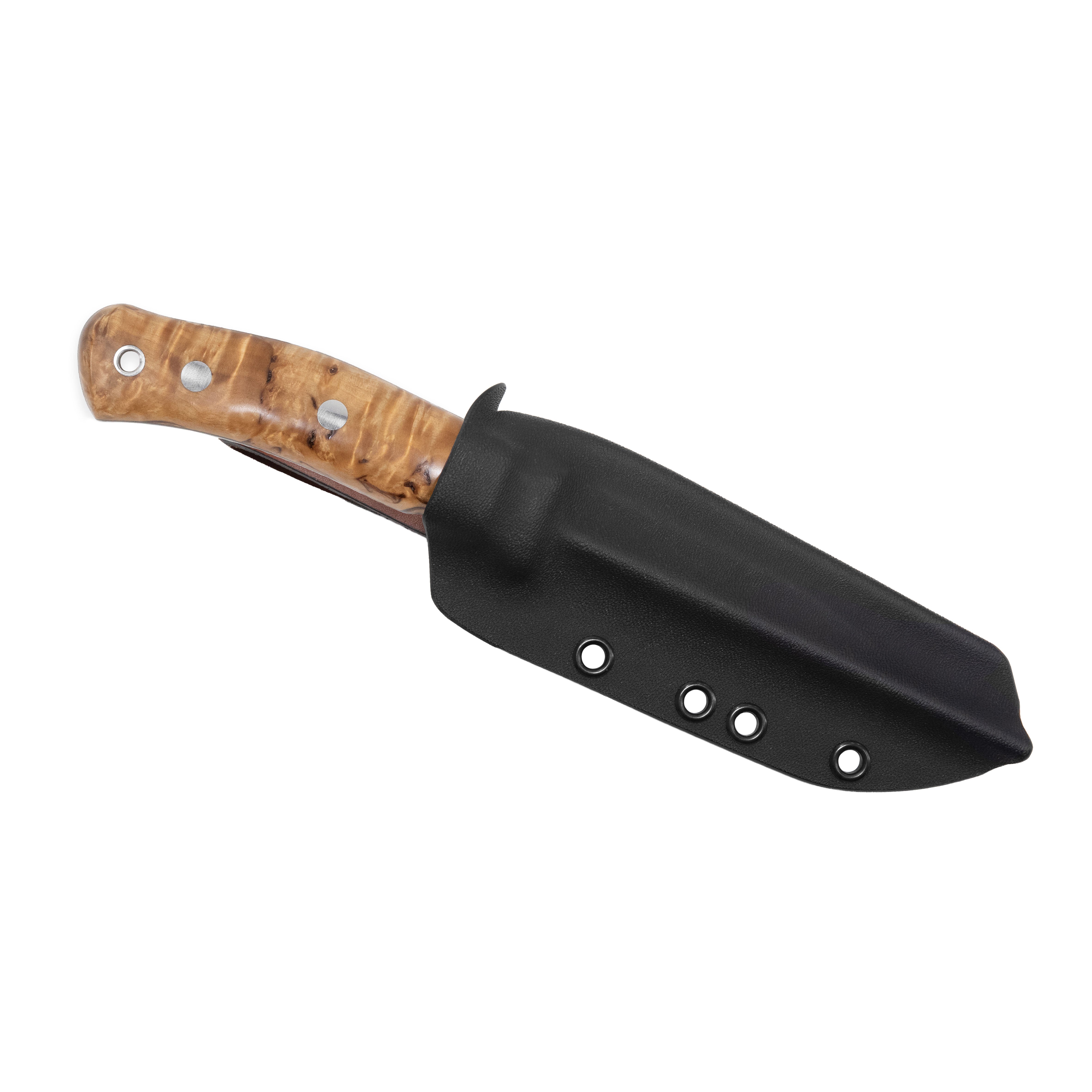 No.10 SFK – Stabilized Curly Birch Handle, 14C28N Blade, Kydex