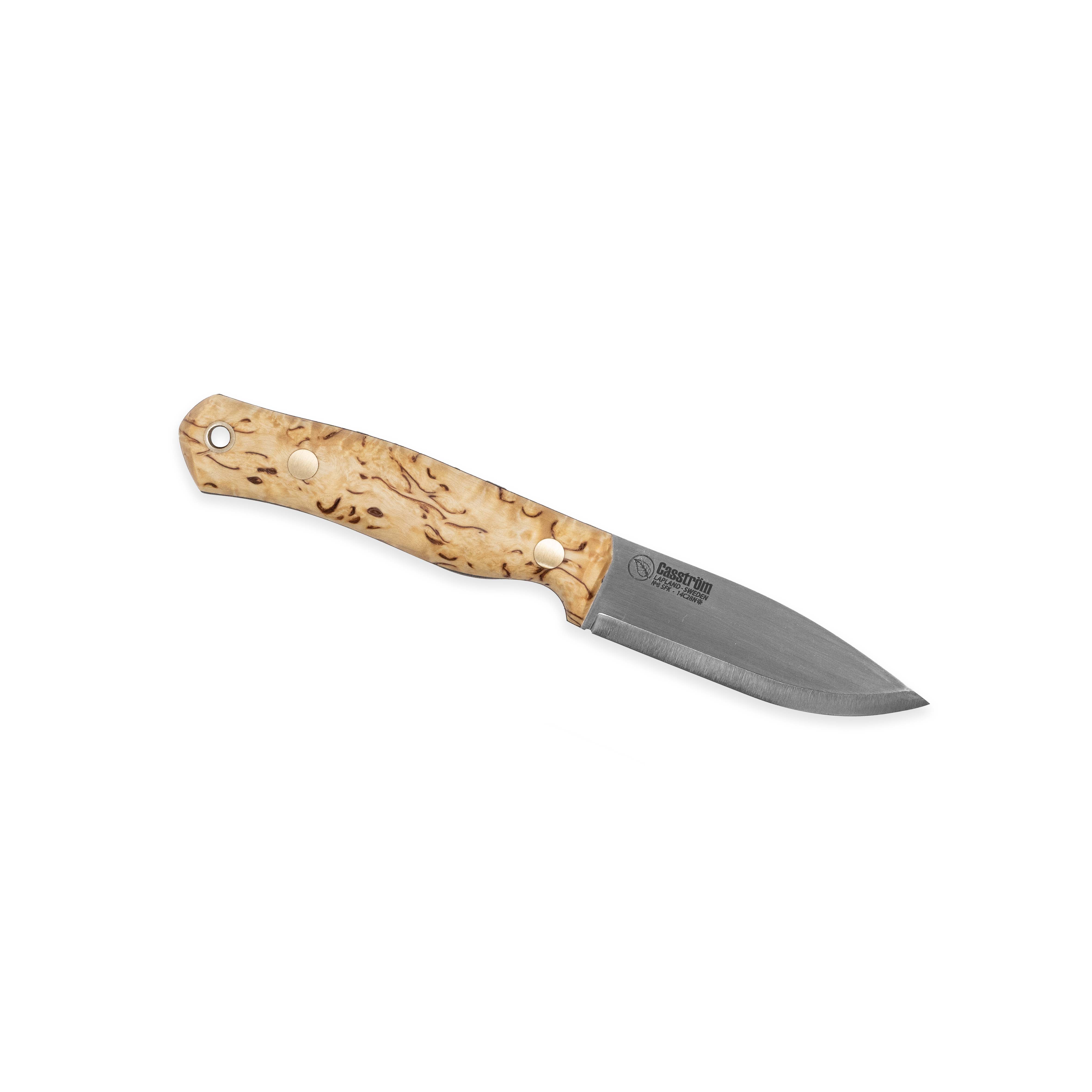 No.8 SFK Knife – Curly Birch Handle, 14C28N Steel, Full-Tang Blade