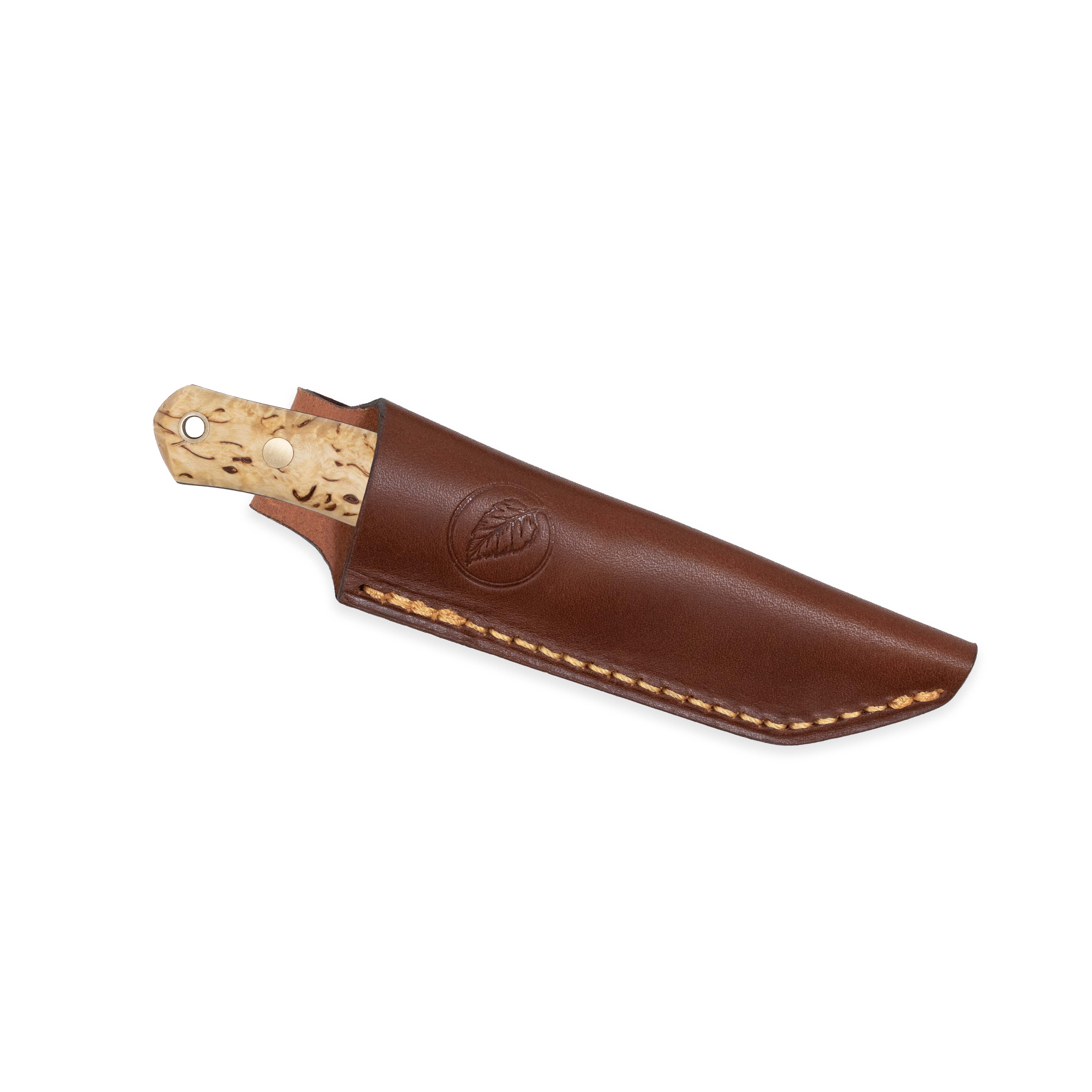 No.8 SFK Knife – Curly Birch Handle, 14C28N Steel, Full-Tang Blade