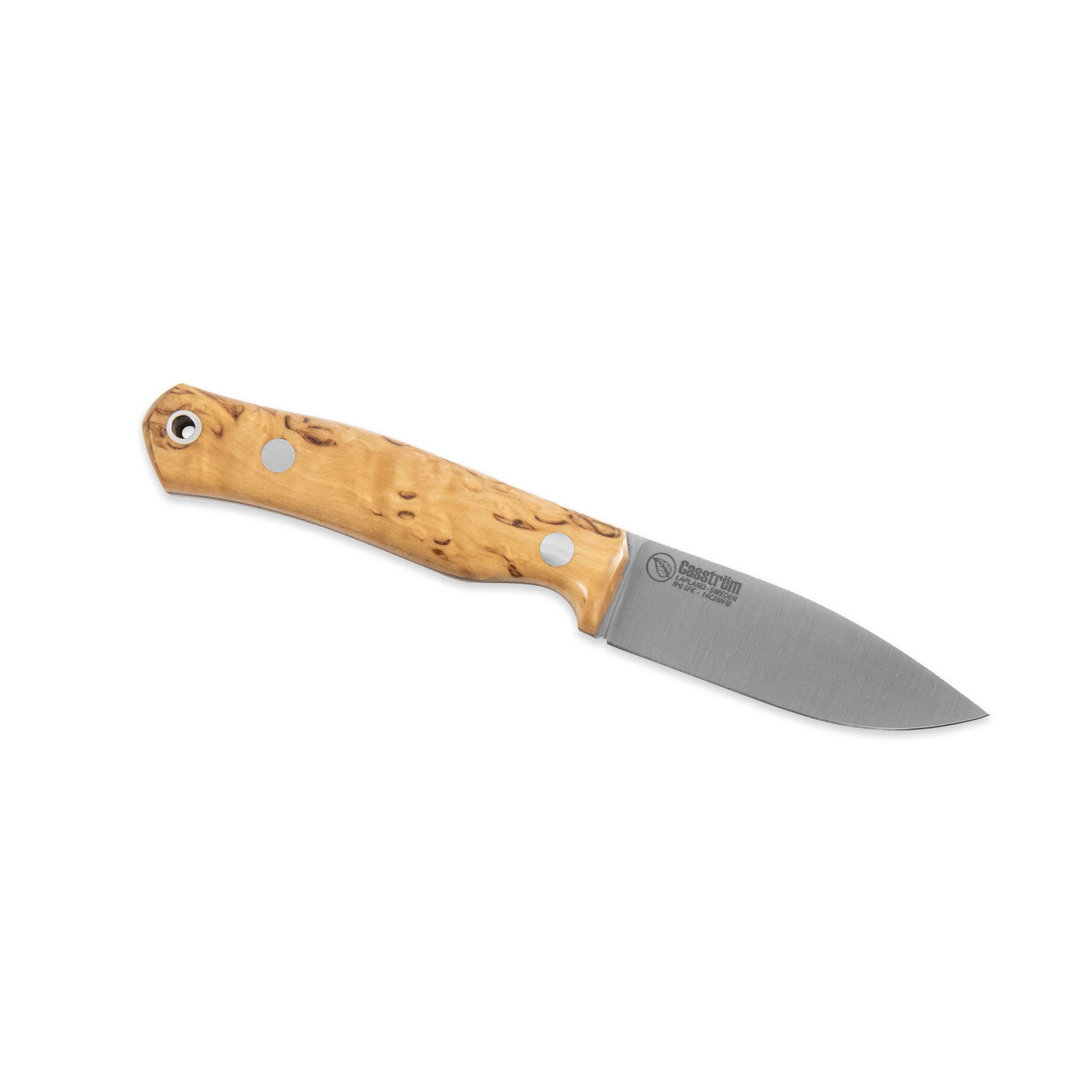 No. 8 SFK, Stabilized Curly Birch, Flat Grind – Casström